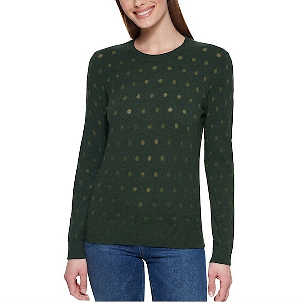 Karl Lagerfield Dark Green Polka Dots Sweater Size Small